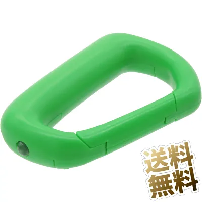 カラビナ LED付き 樹脂製 グリーン テスト電池(LR41×3個)付き 暗い場所でも鍵穴が見つけやすい LED付きカラビナ アウトドア キャンプ ハイキング