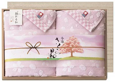 触れる和 さくら日和(宴) 木箱入り今治フェイスタオル2P SB-7130 内祝い お返し 出産内祝い 結婚内祝い 香典返し 粗供養 お歳暮 御歳暮 お供え 御供 初盆志 快気祝い 快気内祝
