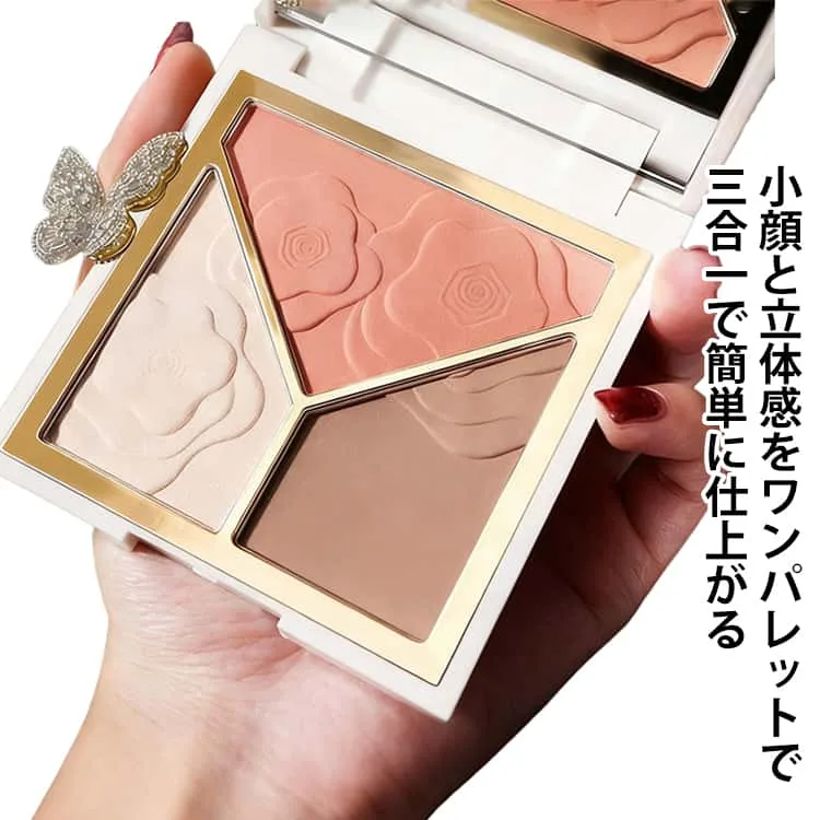 パール 2本セット 陰影 3in1 コンターリング ノーズシャドウ メイクアップ 血色 ノーズシャドウ ハイライト 三色 マット チーク 鼻影 2本セット 化粧くずれ 崩れない 輪郭メイク 立体感 小顔 パウダー 毛穴レス 脂性肌