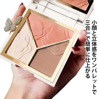 パール 2本セット 陰影 3in1 コンターリング ノーズシャドウ メイクアップ 血色 ノーズシャドウ ハイライト 三色 マット チーク 鼻影 2本セット 化粧くずれ 崩れない 輪郭メイク 立体感 小顔 パウダー 毛穴レス 脂性肌