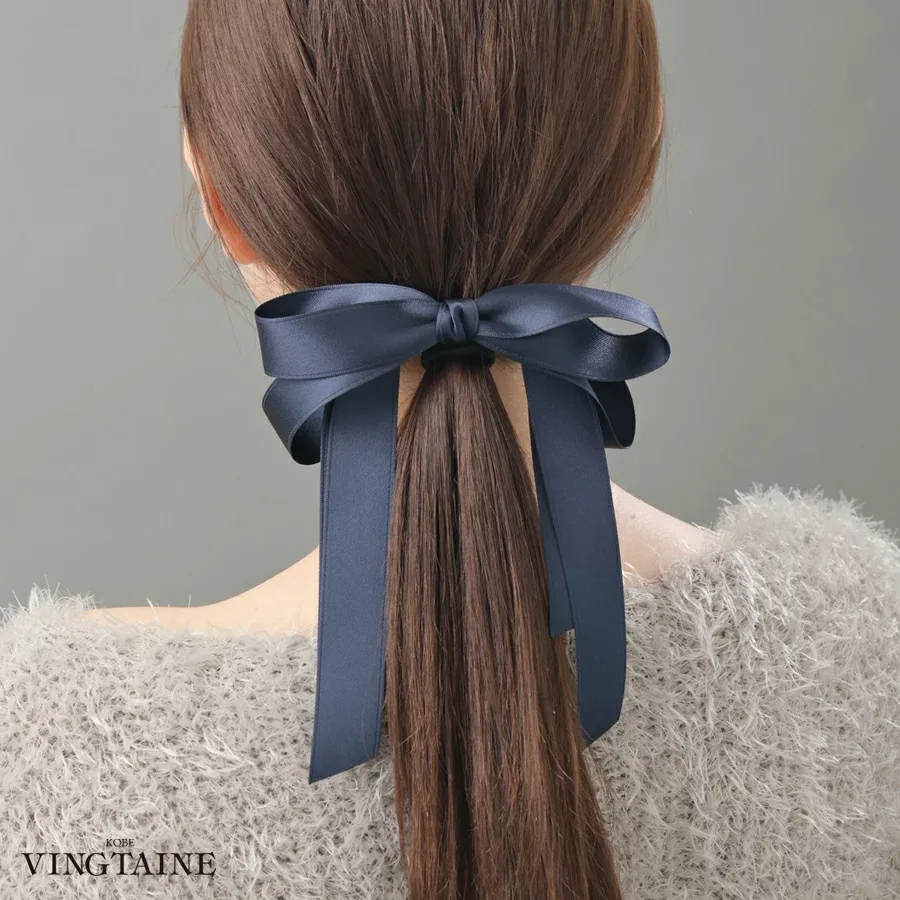 【期間限定!ネコポス全品送料無料】ヘアゴム ポニーフック ロングリボン ヘアカフ ヘアアクセサリー ヘアフック 大人可愛い レディース パーティー 華やか H-479