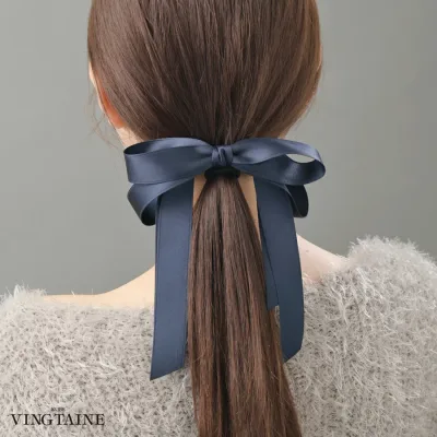 【期間限定!ネコポス全品送料無料】ヘアゴム ポニーフック ロングリボン ヘアカフ ヘアアクセサリー ヘアフック 大人可愛い レディース パーティー 華やか H-479