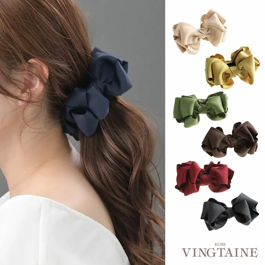 ◆ネコポス送料無料◆ボリューミーリボンバナナクリップ ヘアクリップ ヘアアクセサリー 大人 可愛い 華やか H-503【mbgt】