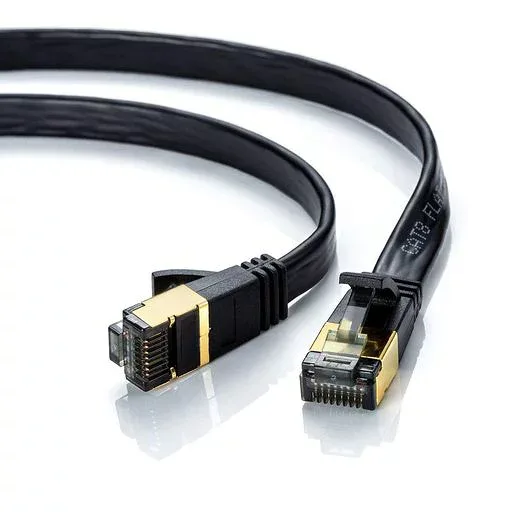 サンワサプライ(Sanwa Supply) CAT8フラットLANケーブル(0.5m) 40Gbps/2000MHz RJ45 ツメ折れ防止 ブラック KB-T8FL-005BK