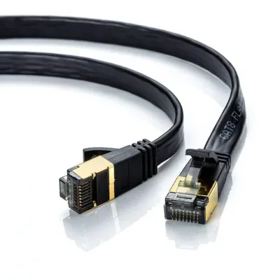 サンワサプライ(Sanwa Supply) CAT8フラットLANケーブル(0.5m) 40Gbps/2000MHz RJ45 ツメ折れ防止 ブラック KB-T8FL-005BK