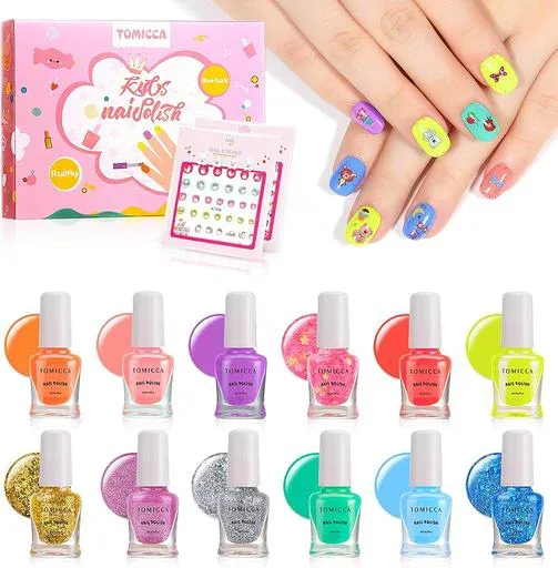 TOMICCA 子供 マニキュア はがせるマニキュア 水溶性ネイル 12色セット ネイルポリッシュ メイクセット キッズ用ネイル 子供用 お誕生日