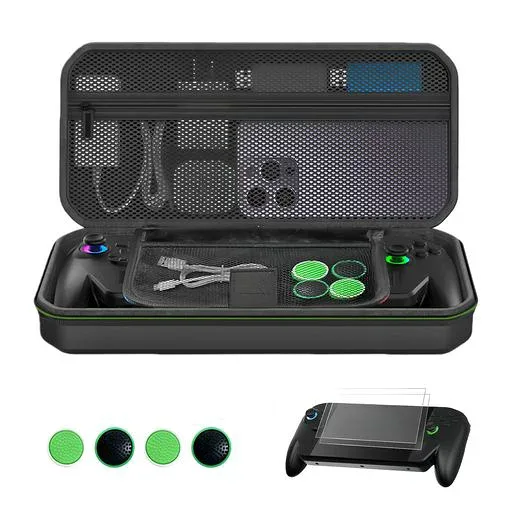 For ROG XBOX Ally X 専用収納バッグ【2025新登場-3 in 1】Lwuckbarrt rog xbox ally x用大容量 ボックス+ ガラスフィルム用 2枚入り+ 4*スティックカバー 軽量 薄型 耐衝撃 防水 防塵 防汚