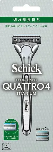 Schick(シック) クアトロ4チタニウム 4枚刃 ホルダー(刃付き+替刃1コ入) 男性用 髭剃り カミソリ