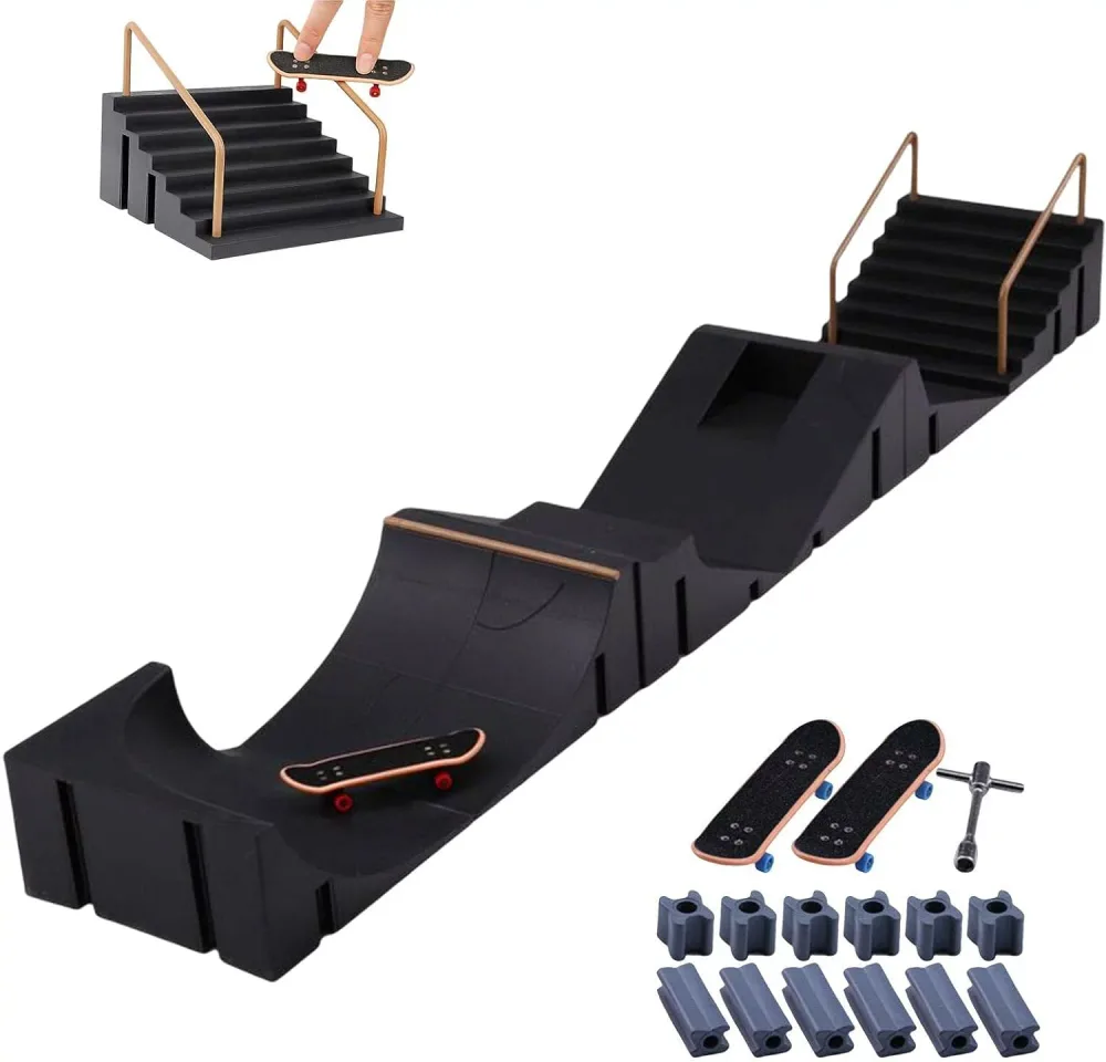 Finger Skate, Finger Board, Finger Skate, Skate Park Set, Mini Sports Toy, Combination Play, Children's Toy, Finger Play, Brain Power Development, Hand-Eye Coordination, Finger Skills, For Practice, For Beginners, Mini Finger Skateboard Set