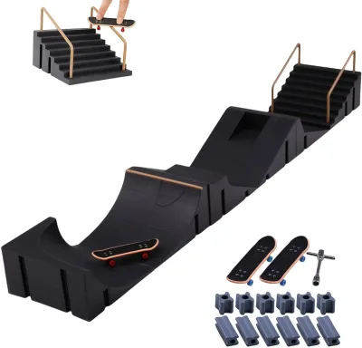 Finger Skate, Finger Board, Finger Skate, Skate Park Set, Mini Sports Toy, Combination Play, Children's Toy, Finger Play, Brain Power Development, Hand-Eye Coordination, Finger Skills, For Practice, For Beginners, Mini Finger Skateboard Set
