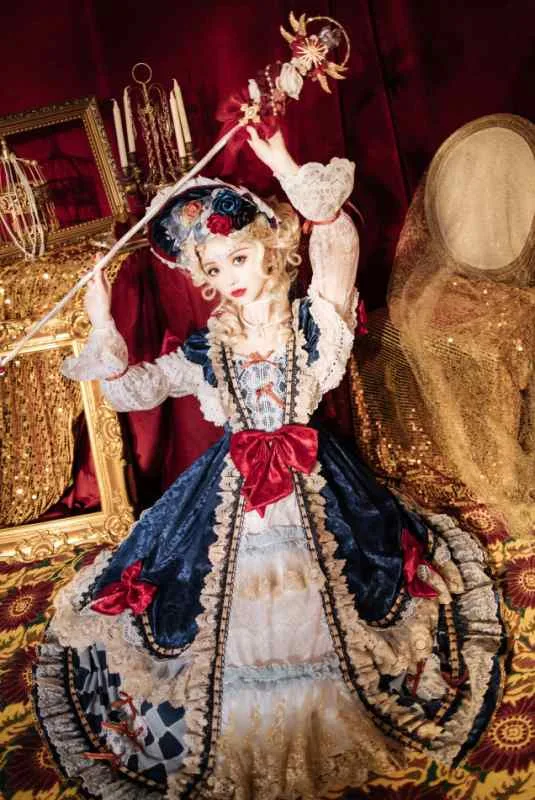 ロリータファション かわいいワンピース 大人可愛 ハロウィン イベント パーティー ロリータ ドレス コスプレ ドリーム キャロル メロディー ロリータ ティーパーティー ロングスリーブ OP ゴージャスドレス プリンセス スカート