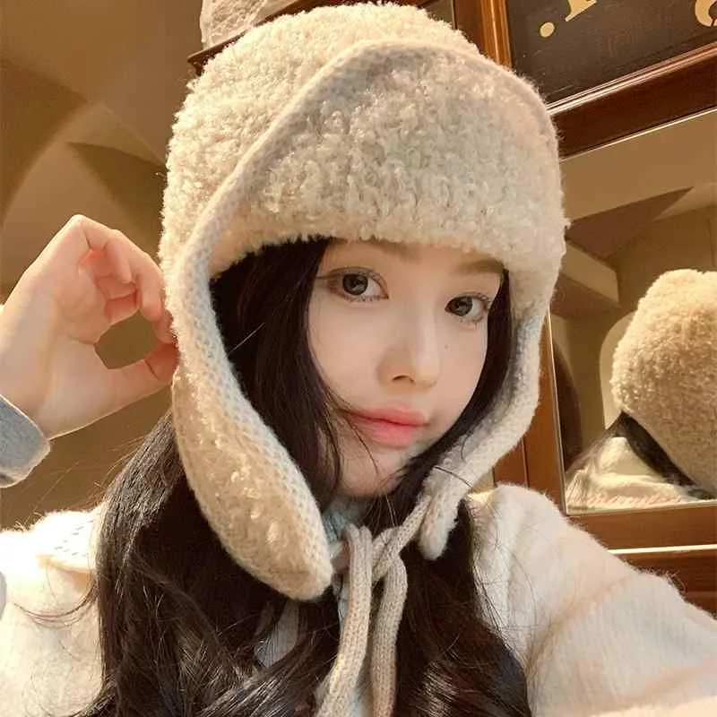 バラクラバ 秋冬 女性 レディース 暖かい 防寒 帽子 厚手 裏起毛 耳保護 ニットウール レジャー ショッピング