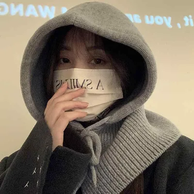 バラクラバ 目出し帽 女性 レディース 帽子 スカーフ カップル 耳保護 ウール帽 ニット帽 ポリエステル フリーサイズ