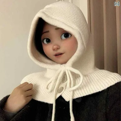 バラクラバ 目出し帽 秋冬 暖かい帽子 女性 レディース ファッション スカーフ ニット帽 ウール帽 つばなし