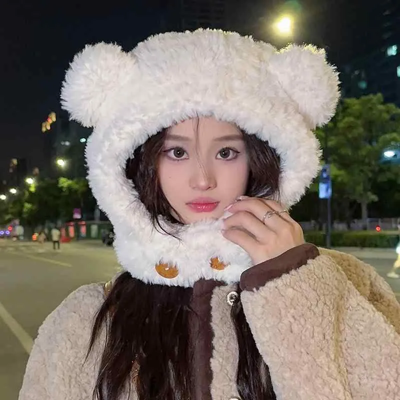 バラクラバ 目出し帽 かわいい 帽子 女性 レディース サイクリング 暖かい 耳保護 ドーム 調整可能 ブラック キャメル ホワイト