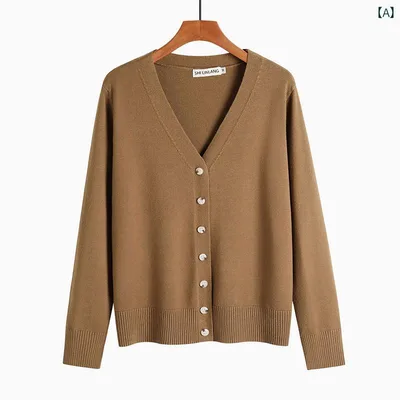 カーディガン セーター ジャケット Vネック レディース 春 显瘦 ゆったり 大きいサイズ 厚手 ニット シンプル おしゃれ カジュアル シンプル アウター ファッション 万能 便利