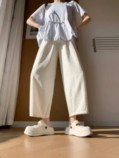レディース 夏用 ゆったり パンツ ストレート ドレープ カジュアル 接触冷感 クリーム色 アセテート ベルベット 軽量 吸湿速乾 普段使い ワイドシルエット 再生繊維 柔らかい肌触り
