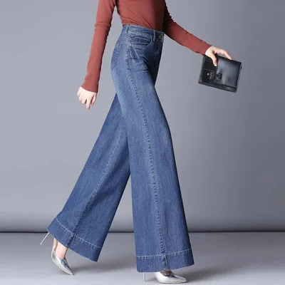 レディース デニム ハイウエスト ワイドレッグパンツ 細見え ゆったり ストレート 落ち感 ロングパンツ 春秋 通勤 普段使い 伸縮性 吸湿速乾