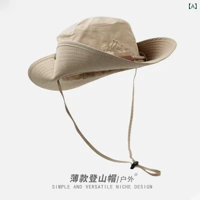 帽子 夏用 漁夫帽 ドローストリング アウトドア キャンプ 登山 ハイキング UVカット 防晒 釣り 牛仔スタイル 軽量 調整可能 麦わら風