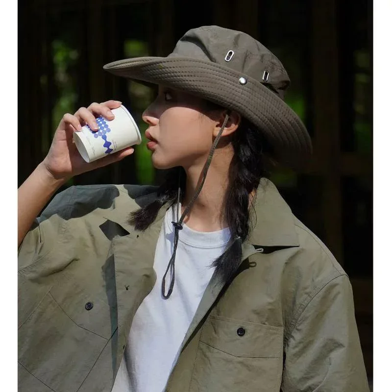 フィッシャーマンハット メンズ UVカット ドローコード付き アウトドア キャンプ 登山 釣り用 日系デニム 軽量 通気性 調整可能 普段使い ハイキング 防風