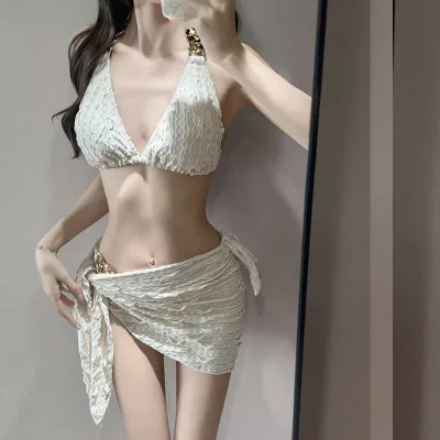 水着 レディース ビキニ スリーピース セット セクシー 温泉 分体 3点セット フリルスカート パッド付き リゾート ビーチ 海水浴 スイムウェア 体型カバー 細見え 盛れる かわいい セパレート スイミング 骨格ウェーブ プール サマー 10代 20