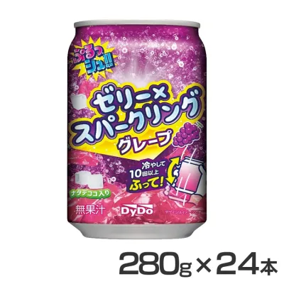 【24本】飲料 ジュース まとめ買い ぷるっシュ!!ゼリー×スパークリング グレープ ぷるっシュ ゼリー 炭酸 ぶどう グレープ 缶 振るゼリー イベント パーティー ジュース ダイドードリンコ