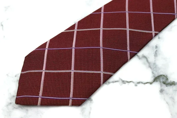 クリスチャン オラーニ CHRISTIAN ORANI チェック柄 レッド シルク ブランド ネクタイ 送料無料 【中古】【美品】