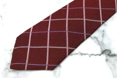 クリスチャン オラーニ CHRISTIAN ORANI チェック柄 レッド シルク ブランド ネクタイ 送料無料 【中古】【美品】