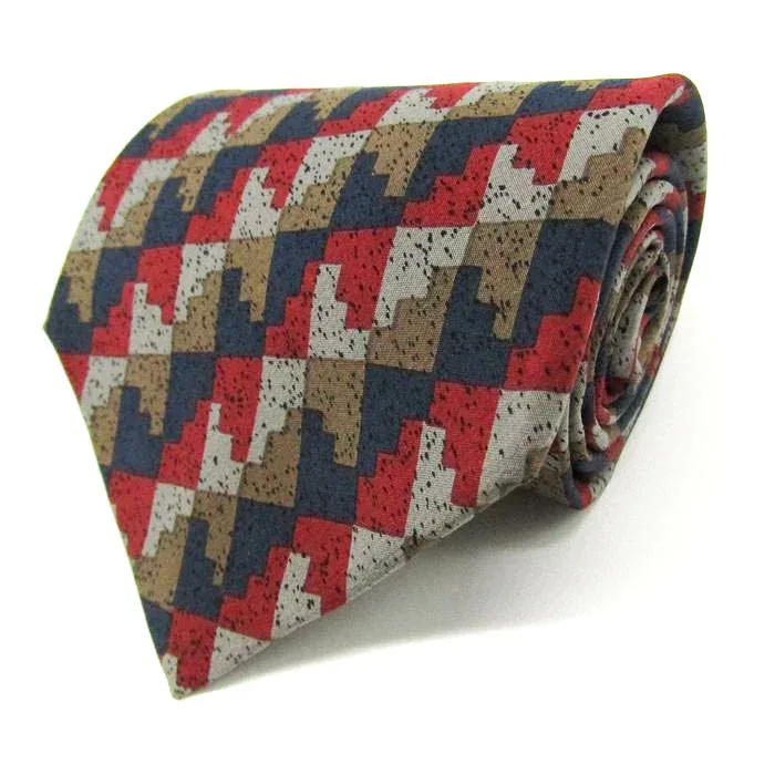 Nino Cerruti ニノセルッティ ブランド ネクタイ 格子柄 ドット パネル柄 シルク アメリカ製 PO メンズ ネイビー 【中古】