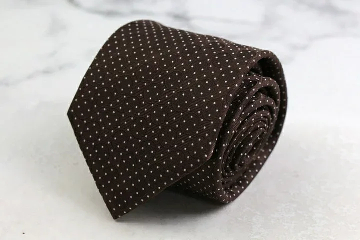MALE & Co メイル&コー ブランド ネクタイ 総柄 ドット シルク PO メンズ ブラウン 【中古】