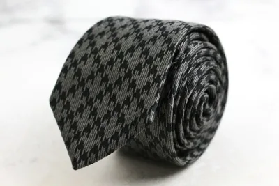 JOHN PEARSE ジョンピアース ブランド ネクタイ チェック柄 千鳥格子 シルク PO メンズ グレー 【中古】