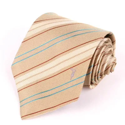TRUSSARDI トラサルディ ブランドネクタイ ストライプ柄 シルク イタリア製 メンズ ブラウン 【中古】