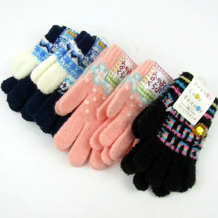 glove スノーキッズ他 手袋 5点セット 未使用 マシュマロタッチなど まとめて 大量 子供用 キッズ 女の子用 【中古】