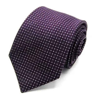 SIMPLE PHRASE CRAVAT シンプルフレーズクラバット ブランド ネクタイ 格子柄 小紋柄 シルク PO メンズ パープル 【中古】