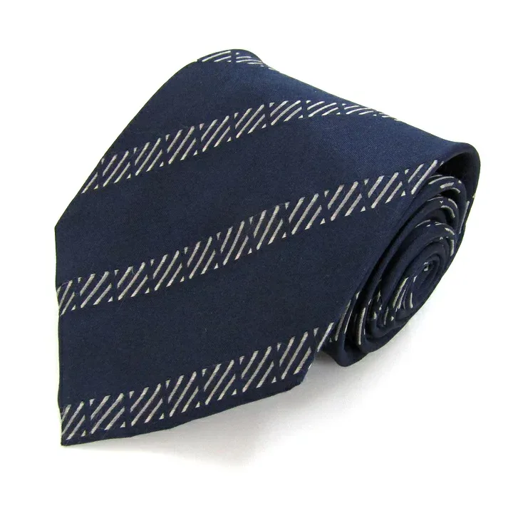 ARMANI COLLEZIONI アルマーニコレッツォーニ ブランド ネクタイ ストライプ柄 シルク イタリア製 PO メンズ ネイビー 【中古】