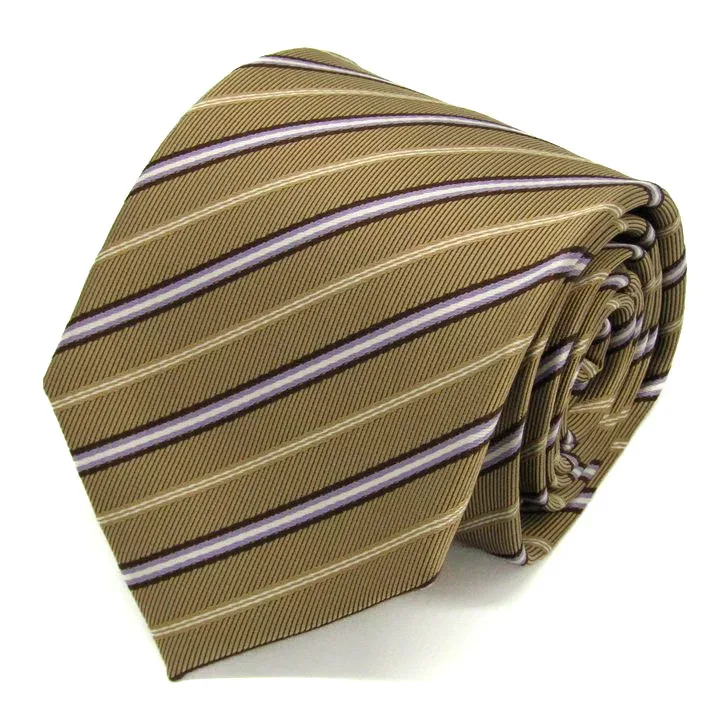 【39%OFFクーポン配布中 10/4 20:00〜10/9 01:59】THE TIE ザタイ ブランド ネクタイ ストライプ柄 グラデーション シルク PO メンズ ベージュ 【中古】