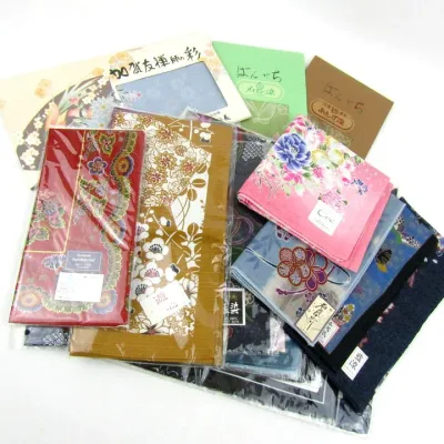 ハンカチ 14点セット 加賀友禅 藍染 花柄 和柄 和小物 まとめて 大量 レディース 【中古】