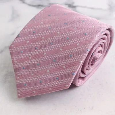 SIMPLE PHRASE CRAVAT シンプルフレーズクラバット ブランド ネクタイ ドット柄 ストライプ柄 シルク混 PO メンズ ピンク 【中古】