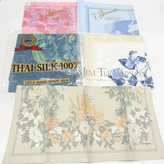 JIM THOMPSON ジムトンプソン ハンカチ スカーフ 5点セット 未使用 シルク ブランド まとめて 大量 レディース 【中古】