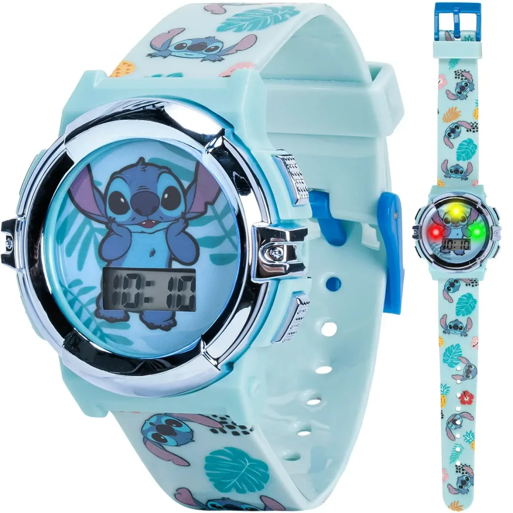 Disney Stitch キッズ デジタル腕時計 ライトアップ機能付き キャラクターデザイン 子供用 ウォッチ