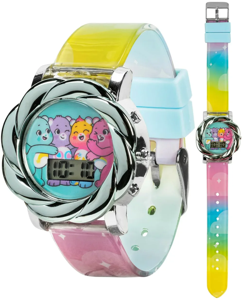 Care Bears キッズ腕時計 デジタル LCD 子供用 ガールズ カラフル グラデーションベルト スワールベゼル