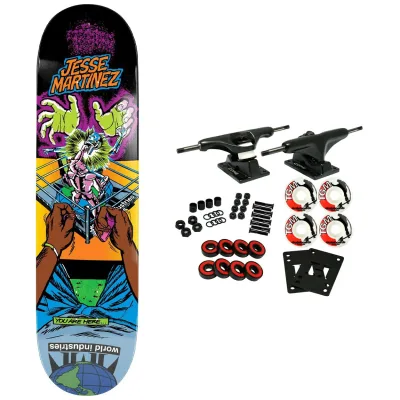 World Industries Jesse Martinez Rock em Sock Em スケートボード コンプリート 8.5インチ ブラック 組み立てセット