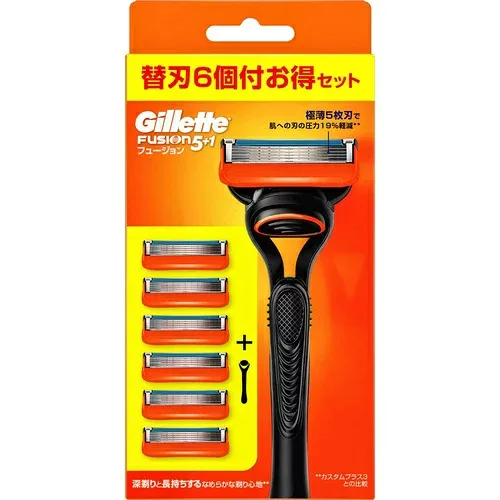 ジレット フュージョンマニュアルホルダーカミソリ替刃6個付 1セット髭剃り シェービングGillette P&G