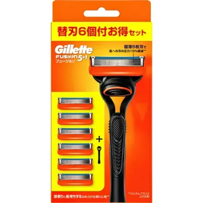 ジレット フュージョンマニュアルホルダーカミソリ替刃6個付 1セット髭剃り シェービングGillette P&G