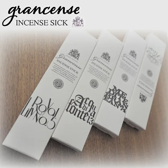 Grancense incensestick 【3個までメール便可!】おしゃれなお香 天然成分 アロマ ゼラニウム バジル シダーウッド ユリ ローズ ベルガモット 白檀 お香 お線香 incense made in Japan 淡路島産 良質 プレゼント セレクトショップ プチギフト