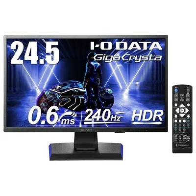 【中古】 IODATA ゲーミングモニター 24.5インチ GigaCrysta 240Hz 0.6ms TNパネル (PS5/HDMI×2/DisplayPort/スピーカー付/リモコン付/高さ調整/縦横回転/保証/土日サポート) EX-LDGC251UTB