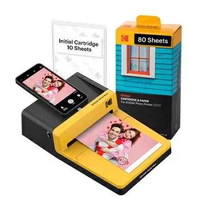 【中古】(新古品) KODAK Dock ERA 4PASS チェキスマホプリンター(4x6") (プリンター + 80枚入)