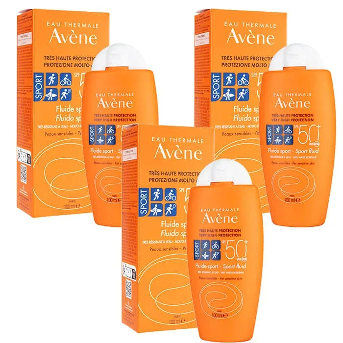 アベンヌ スポーツフルイド SPF50+ 100ml 3本 Avene Fluide Sport 敏感肌 顔 体 国際書留郵便発送 海外通販 正規品 日時指定不可