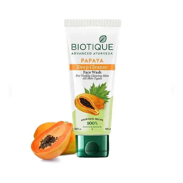パパイヤディープクレンジフェイスウォッシュ 100ml 1本 Papaya Deep Cleanse Face Wash バイオティーク BIOTIQUE植物成分 アーユルヴェーダ洗顔料 国際郵便発送 海外通販 正規品 日時指定不可