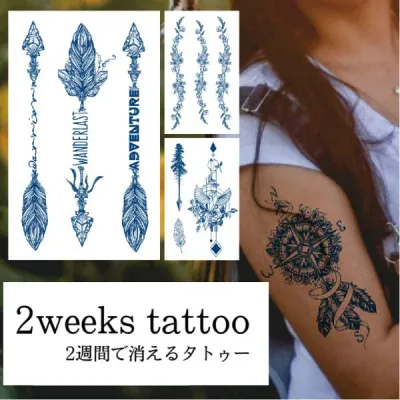 GZ ジャグアタトゥーシール 2週間 タトゥーシール フェイクタトゥー メイク コスプレ ヘナタトゥー 可愛い かっこいい おしゃれアイテム 星 へそ ワンポイント